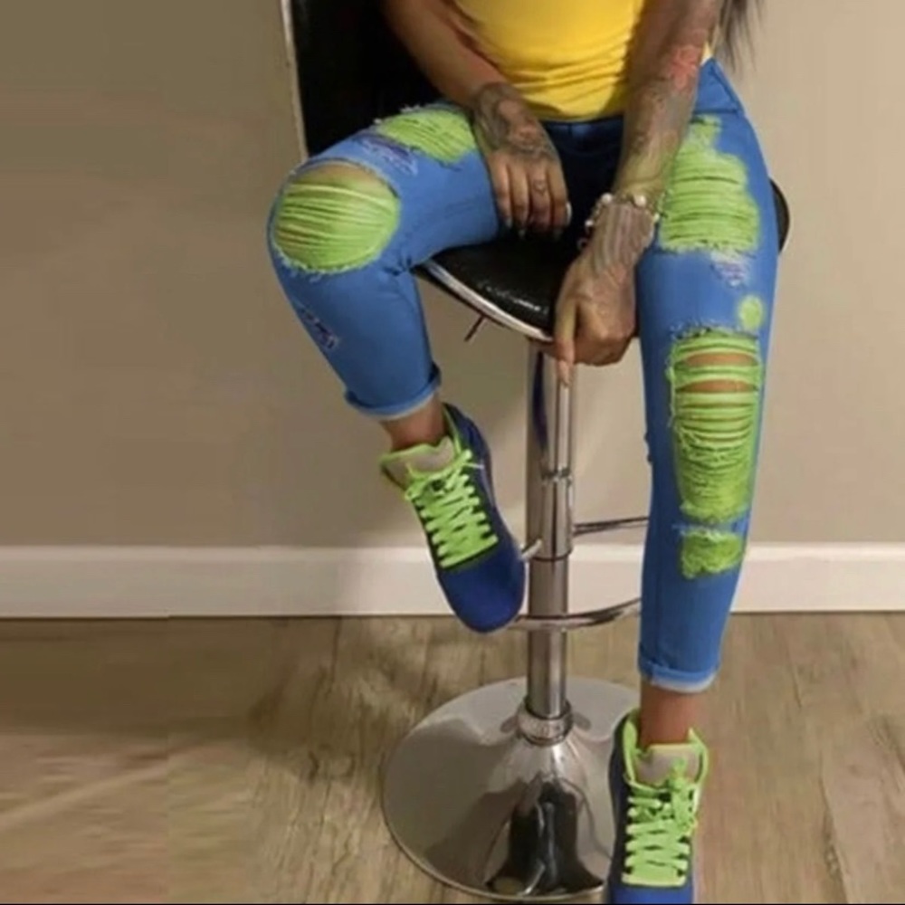 Womens Denim Cutout Casual Pants